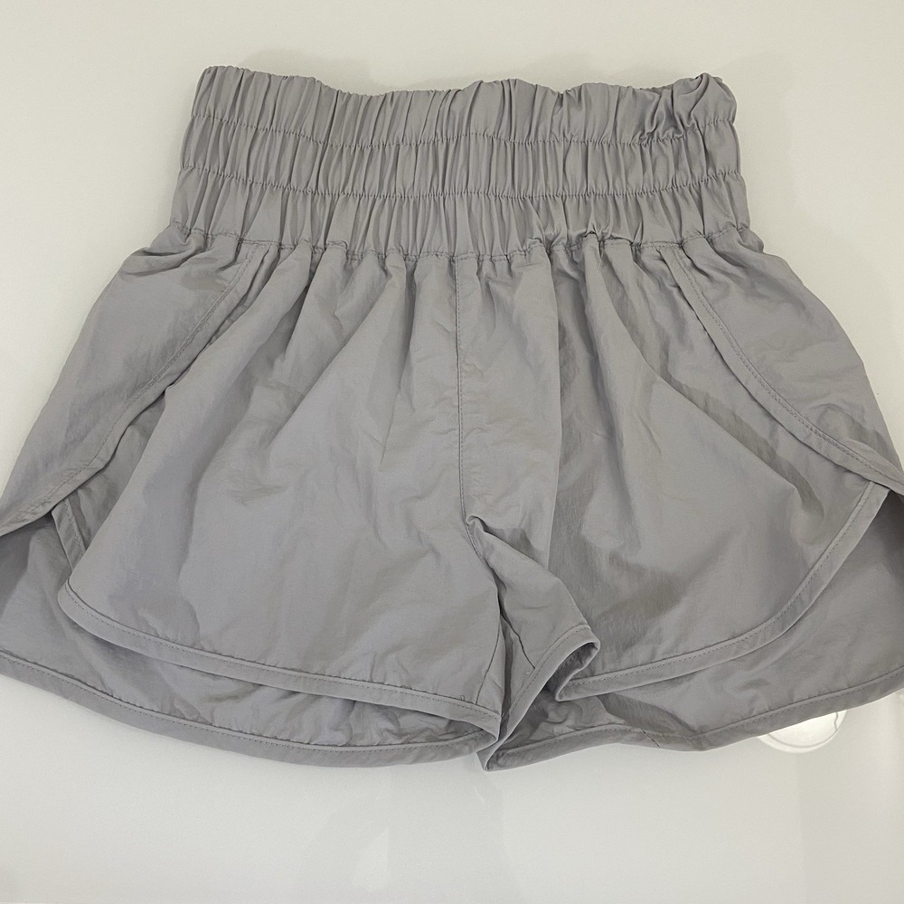 Zenana Womens‎ S Gray High Waist Smocked Athletic Shorts NWOT Running Athleisure